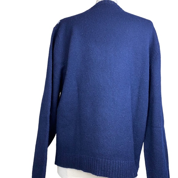 Vintage GAP Argyle V neck Sweater 100% Shetland Wool Navy Men’s LARGE 90s - Picture 3 of 4